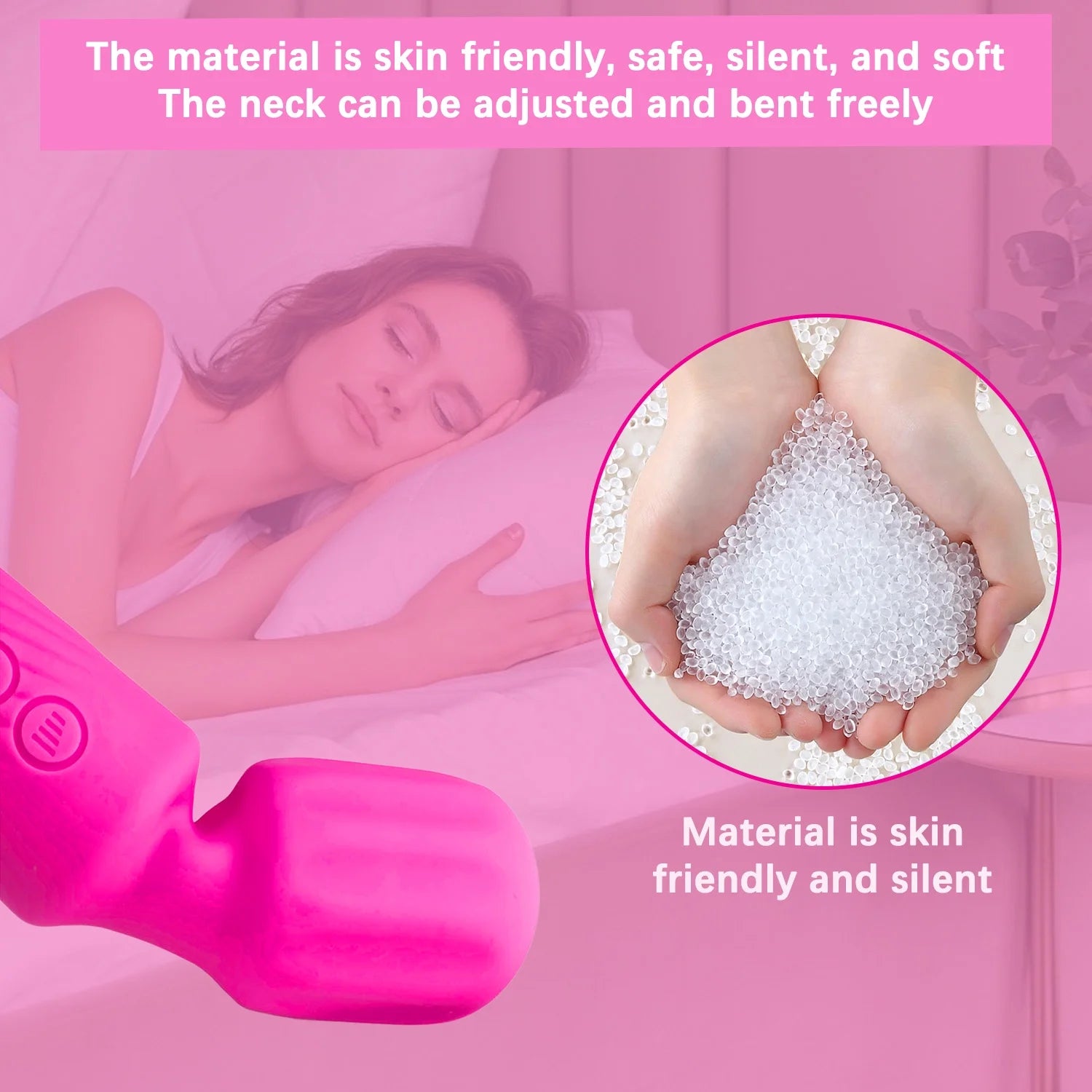 Centerel Massager Wand Vibrator with 20 Modes 8 Vibration,Rechargeable Vibrator Wand Waterproof Body Massager-Rose Red