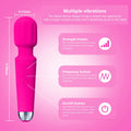 Centerel Massager Wand Vibrator with 20 Modes 8 Vibration,Rechargeable Vibrator Wand Waterproof Body Massager-Rose Red