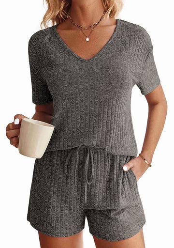 2 Piece Sets Summer Pajamas Womens Tops and Shorts Sleepwear Outfits Lounge Sets Casual